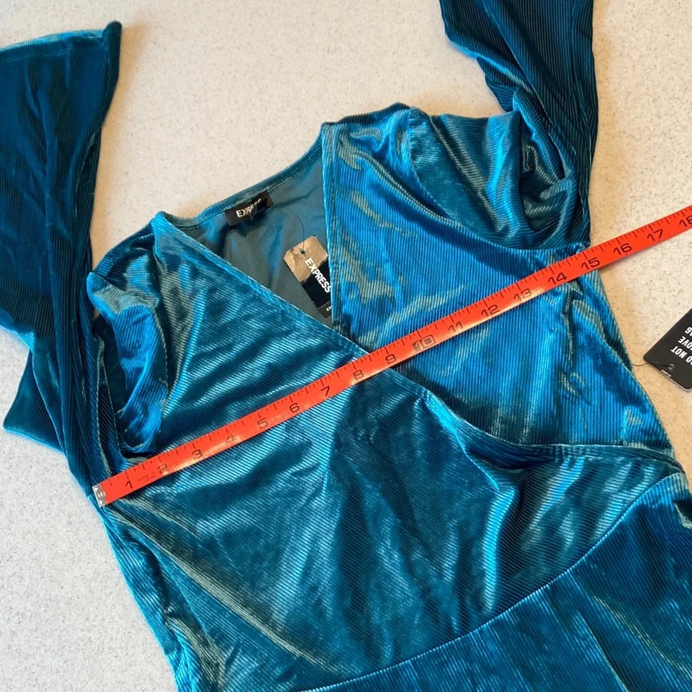 Express Deep Teal Long Sleeve Dress Women Size S/P - Picture 5 of 13